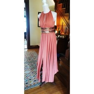 Formal floor-length beaded gown